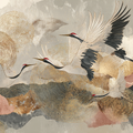 Golden Crane Panorama Wall Mural - image 1