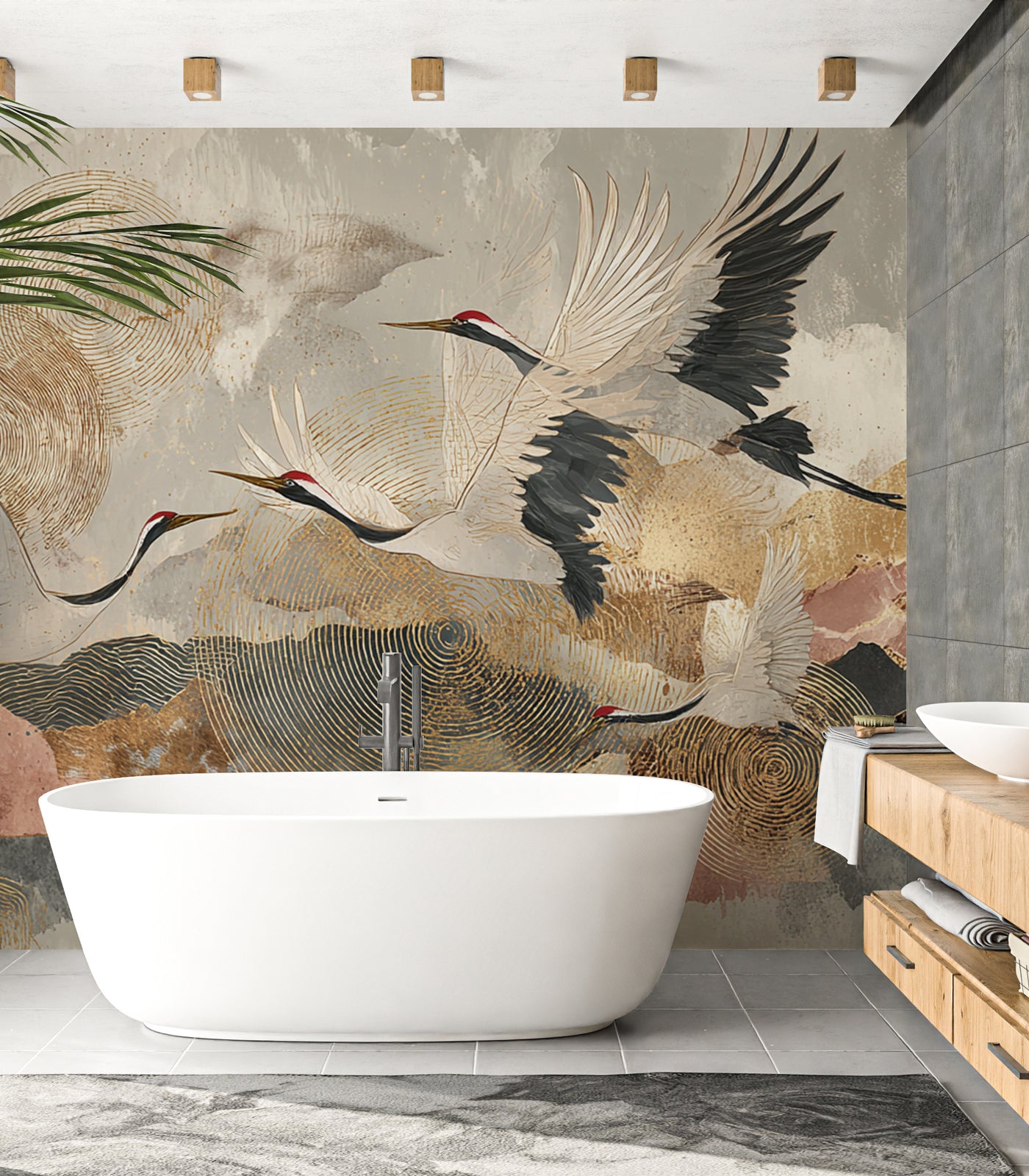 Golden Crane Panorama Wall Mural - image 3