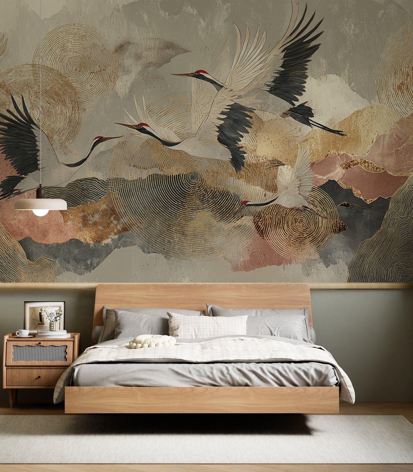 Golden Crane Panorama Wall Mural - image 4