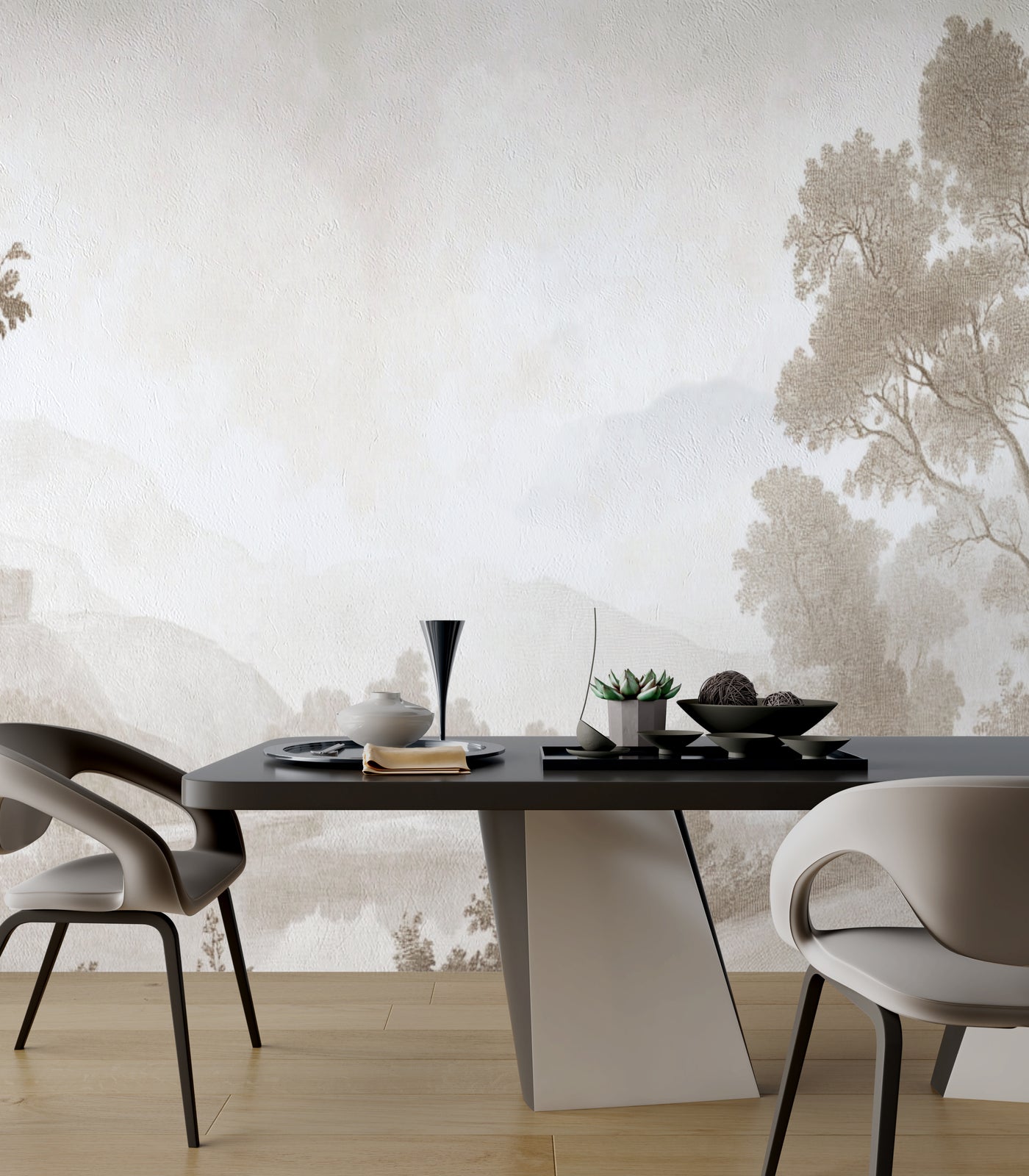 Landscape Wallpaper Mural | Luxury Neutral Interior Decor