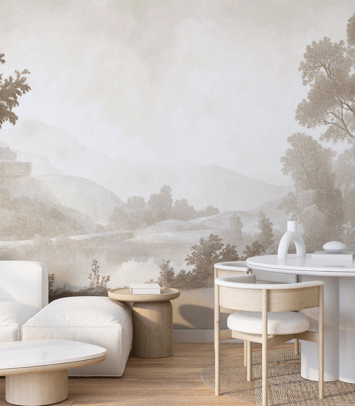 Landscape Wallpaper Mural | Luxury Neutral Interior Decor
