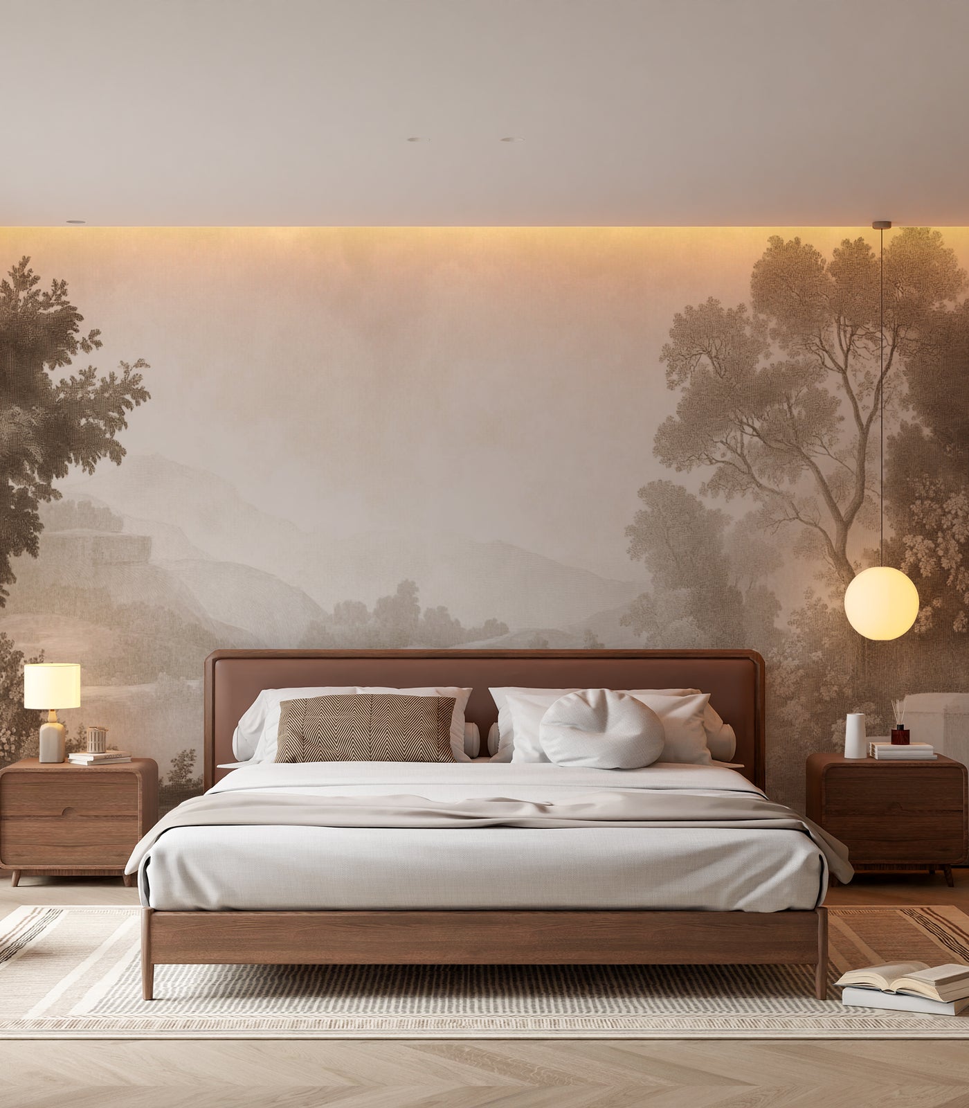 Landscape Wallpaper Mural | Luxury Neutral Interior Decor