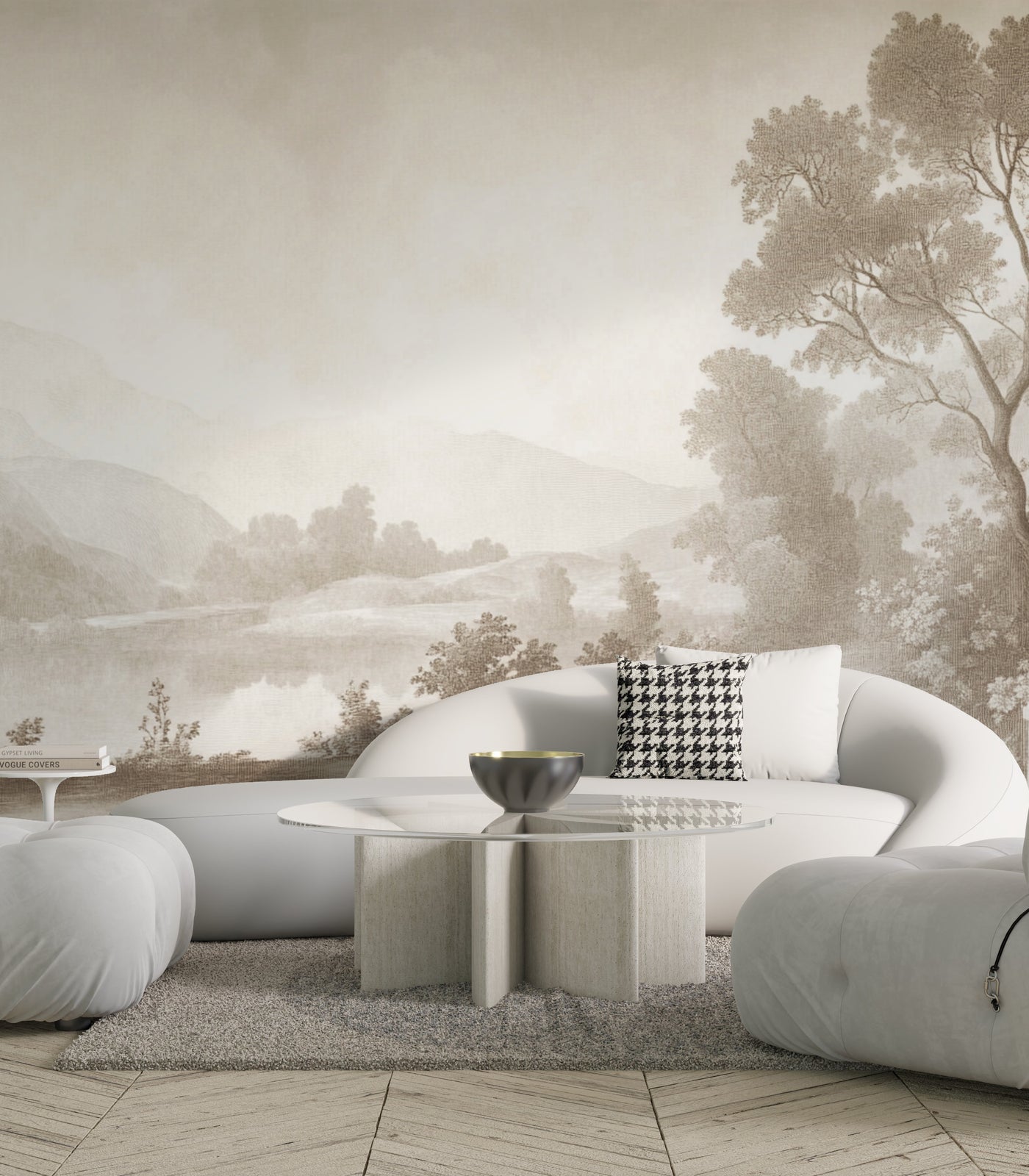 Landscape Wallpaper Mural | Luxury Neutral Interior Decor