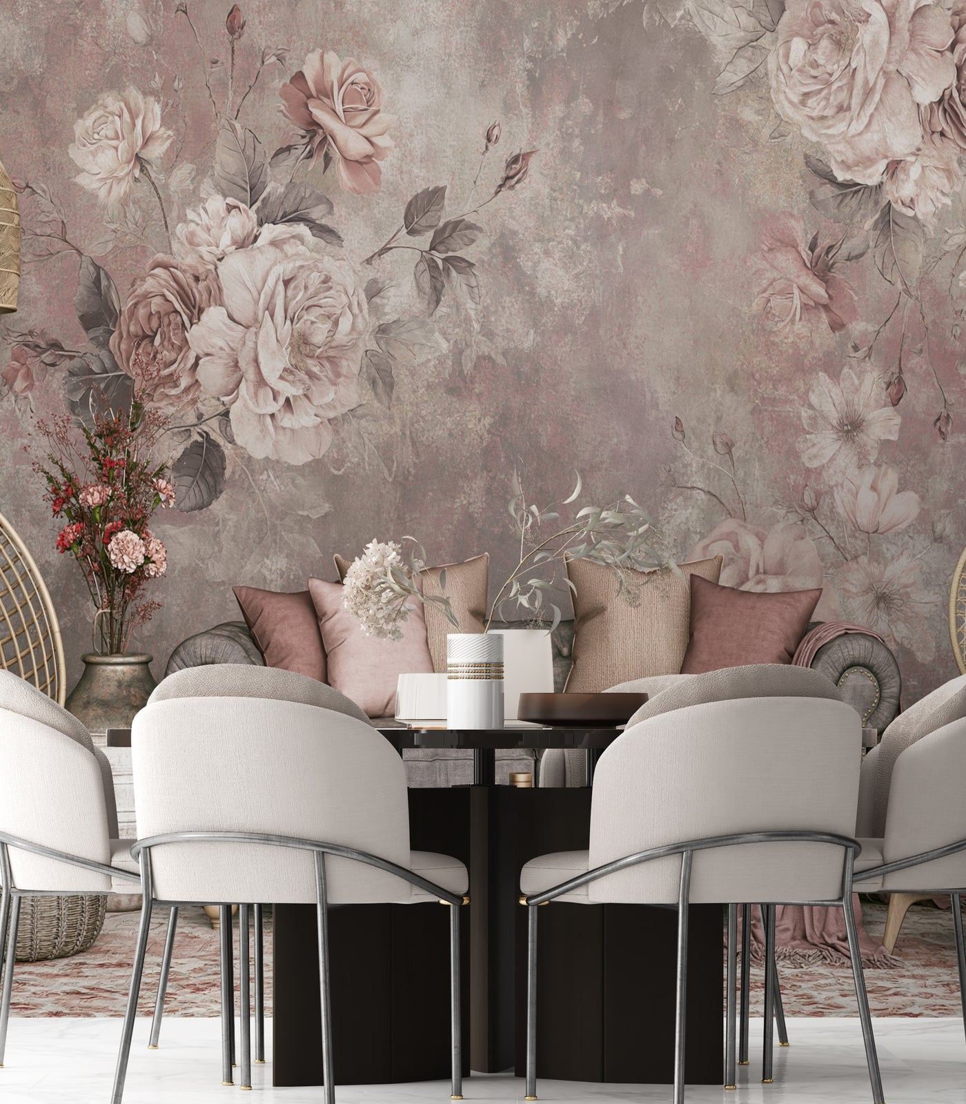 Floral Wallpaper Mural | Floral Wallpaper Mural Interior Decor