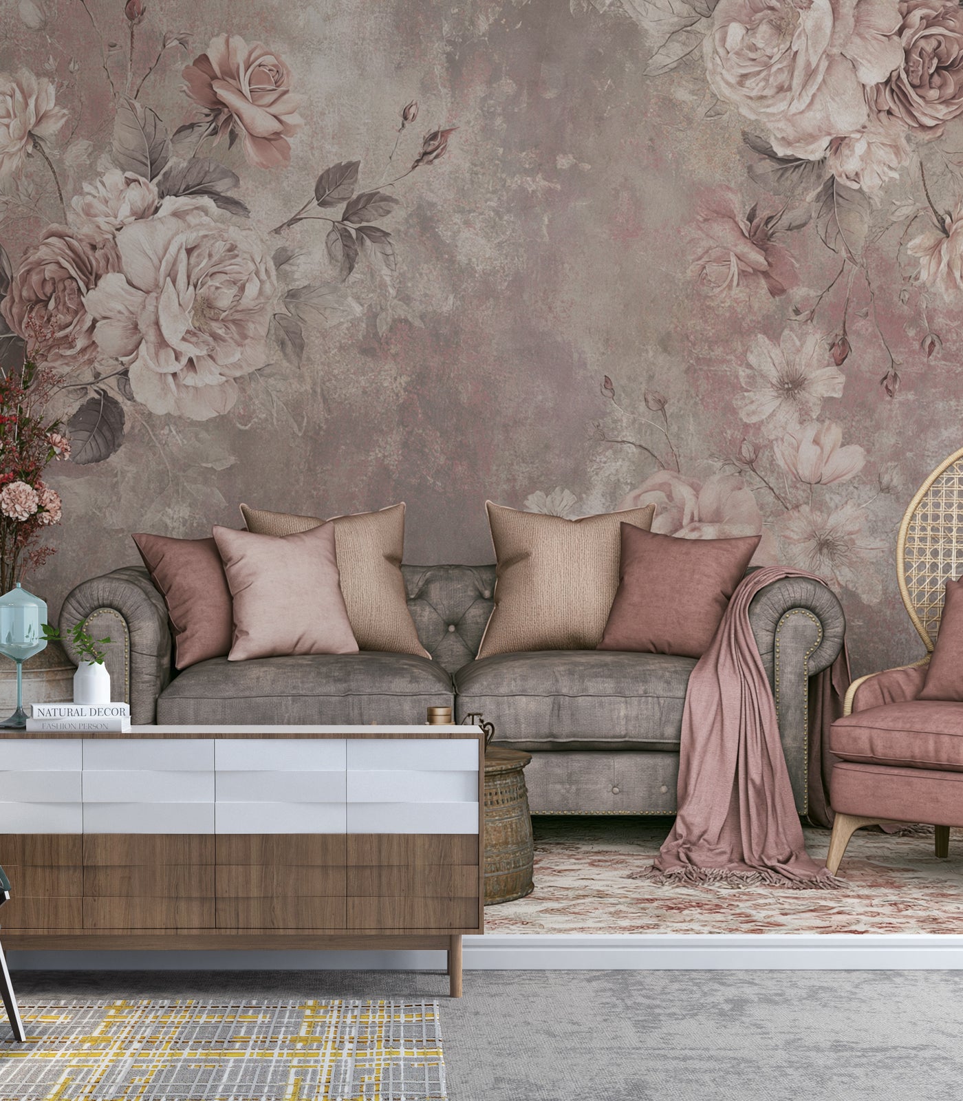 Floral Wallpaper Mural | Floral Wallpaper Mural Interior Decor